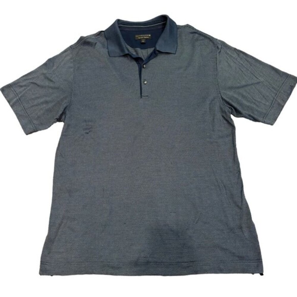 Cutter &amp; Buck Men's Yachting Golf Texture Polo S/S Navy Shirt‎ Size XL